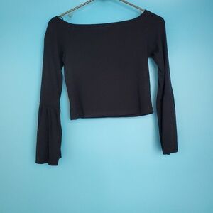 Topshop Crop Top Size 8 Black Ribbed
